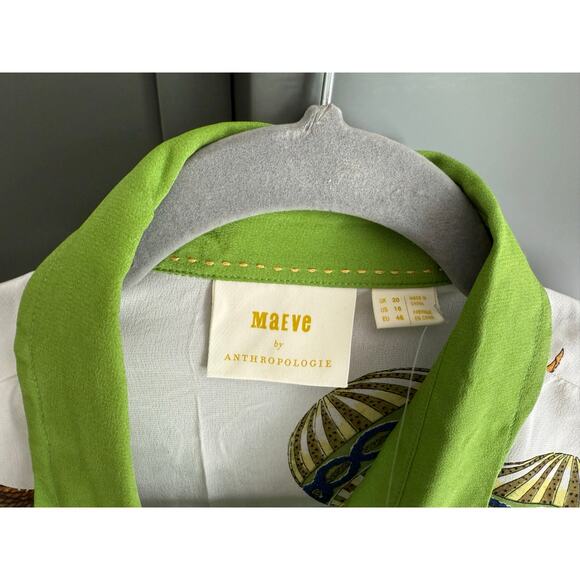 nwt ANTHROPOLOGIE MAEVE sz 16 XL Hot air balloon silk blouse *rare find* - Picture 6 of 9